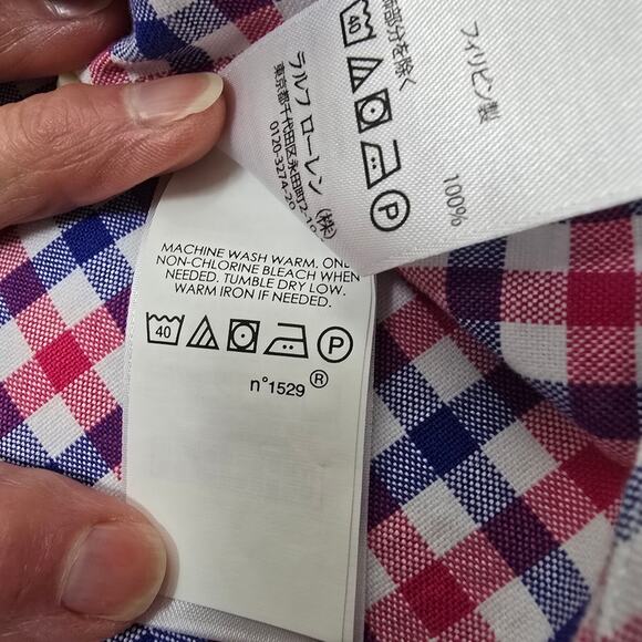 Ralph Lauren Blue Red White Gingham Old Money Patriotic Oxford Classic Shirt XLT - Picture 7 of 11